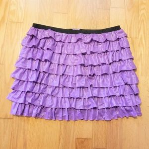 La Rok Lux Iridescent Lavender Ruffled Mini Skirt